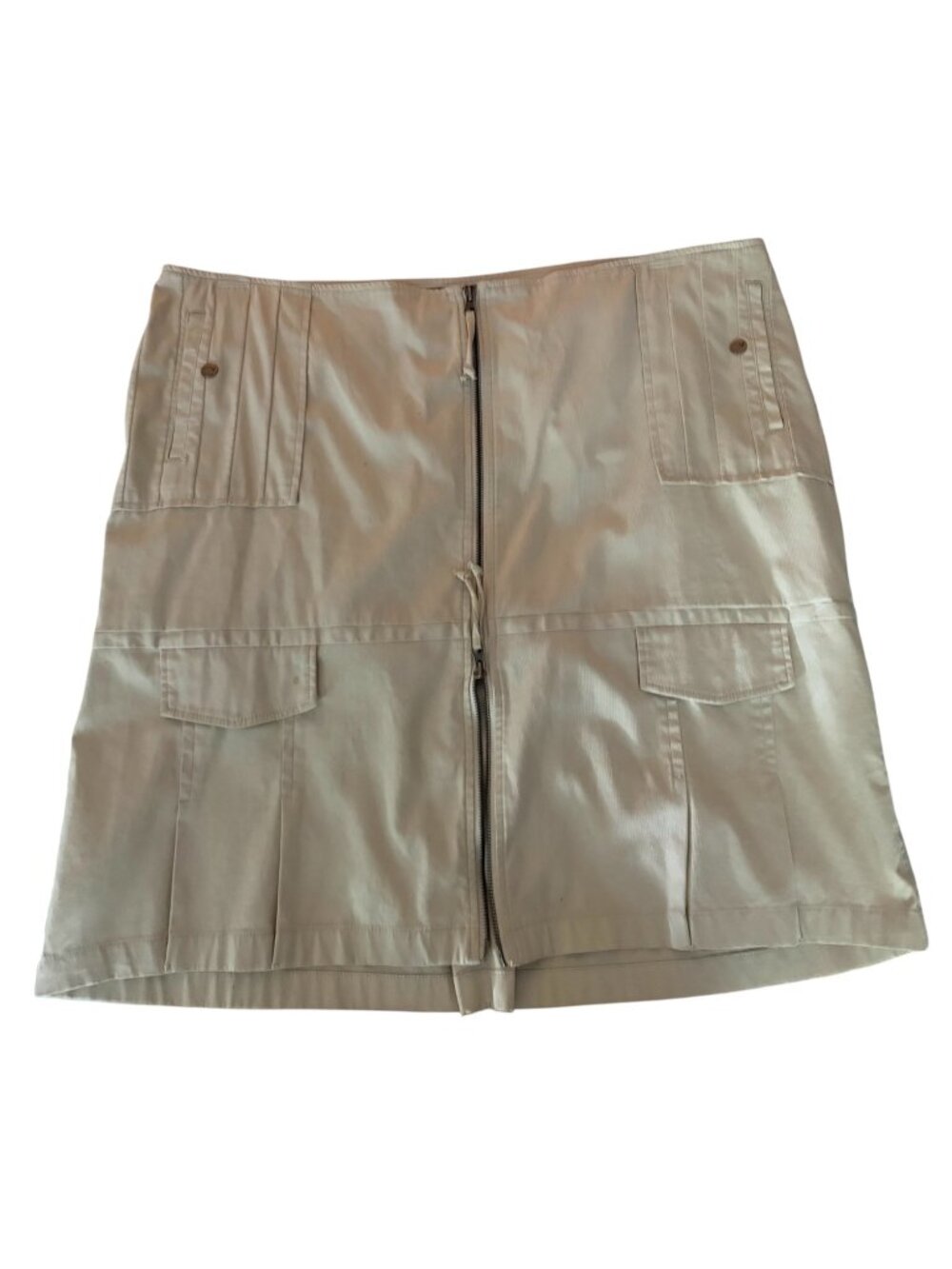 Venezia Lane Bryant Cream Utility Summer Cargo Skirt Pockets Multi-zipper Size 2